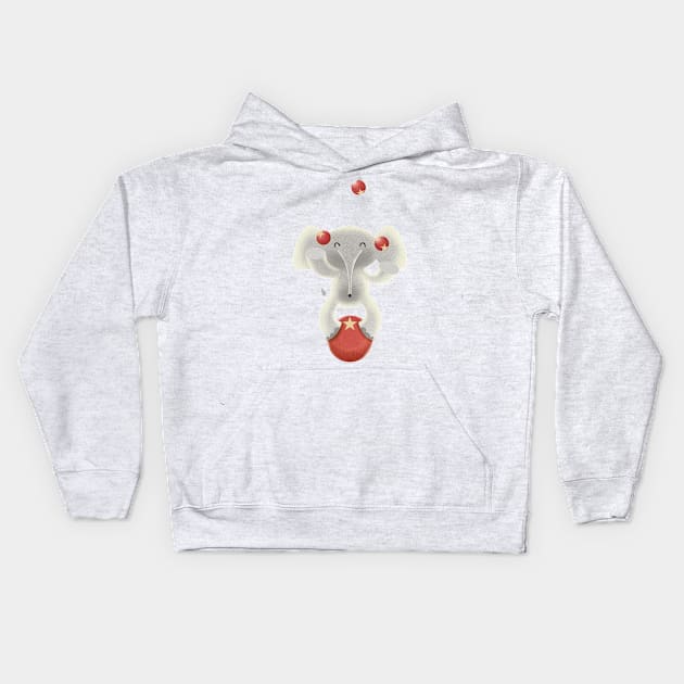 The amazing juggling elephant Kids Hoodie by pencildog